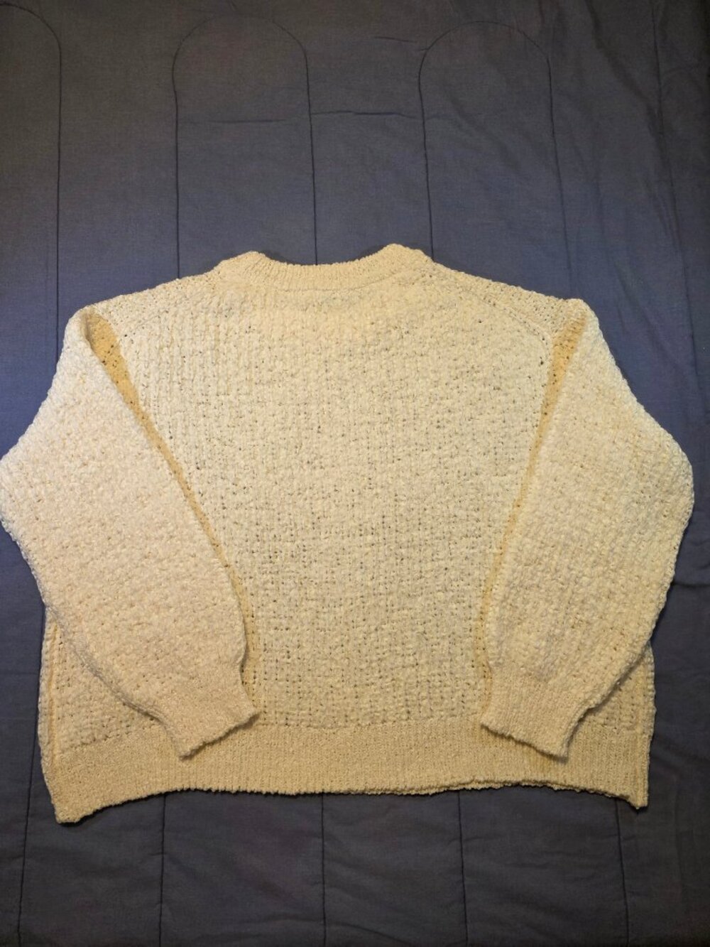 Women's Long Sleeve Round Neck Tape Yarn Pullover Sweater - A New Day™ Cream 3X - Picture 2 of 5